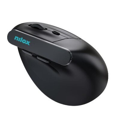 Nilox NXMOEVR01B  Ergonomic Vertical Wireless Rechargable Mouse 1600 DPI 6 Buttons, Silent,  Black